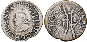 1641. Guerra dels Segadors. Barcelona. 1 sisè. (AC. 36). A nombre de Felipe IV. Con S-I. Escasa. 3,28 g. BC+.