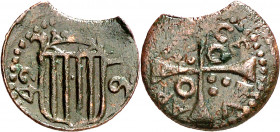 1642. Guerra dels Segadors. Cervera. 1 diner. (AC. 116). Cospel con defecto. 0,83 g. (MBC+).