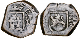 1680. Carlos II. Cuenca. 2 maravedís. (AC. 60). 6,16 g. MBC-.