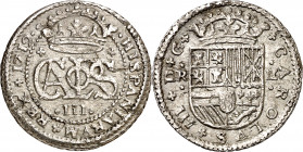 1712. Carlos III, Pretendiente. Barcelona. 2 reales. (AC. 33). Leves hojitas. 5,13 g. MBC.
