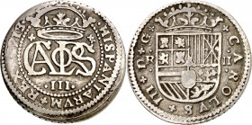 1713/2. Carlos III, Pretendiente. Barcelona. 2 reales. (AC. 34). Escasa. 4,14 g. MBC-.