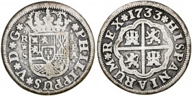 1733. Felipe V. Sevilla. PA. 1 real. (AC. 657). 2,57 g. BC+.