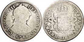 1788. Carlos III. México. F(F). 1 real. (AC. 445). Escasa. 3,04 g. BC-.