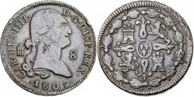 1802. Carlos IV. Segovia. 8 maravedís. (AC. 79). 10,80 g. MBC-.