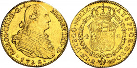1796. Carlos IV. Madrid. MF. 4 escudos. (AC. 1479). Sirvió como joya. 13,38 g. (MBC-).