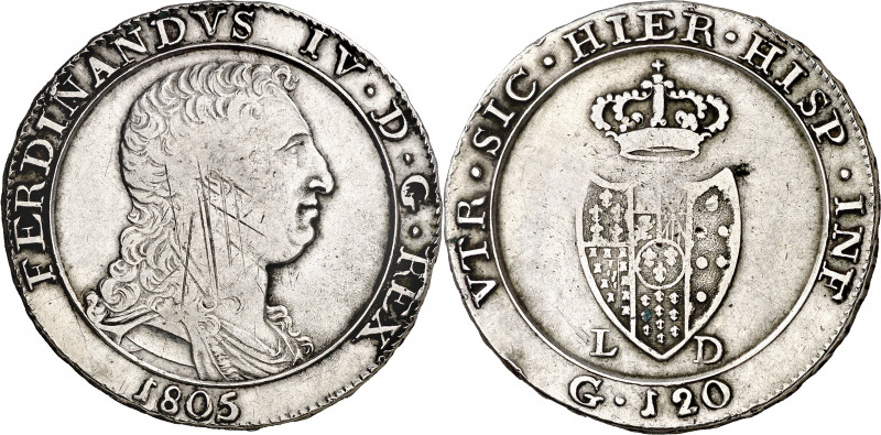 1805. Fernando IV de Nápoles, infante de España. Nápoles. L-D. 120 grana. (Vti. ...