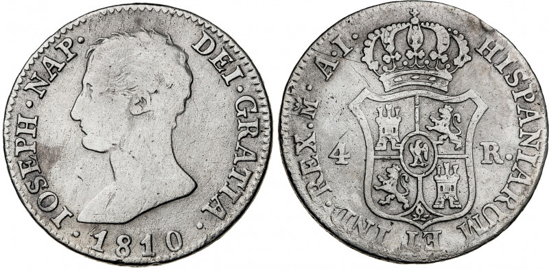 1810. José Napoleón. Madrid. AI. 4 reales. (AC. 14). 5,45 g. BC/BC+.