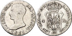 1811. José Napoleón. Madrid. AI. 4 reales. (AC. 15). 5,93 g. MBC.