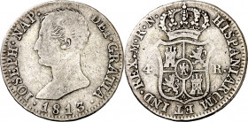 1813. José Napoleón. Madrid. RN. 4 reales. (AC. 22). 5,74 g. MBC-.