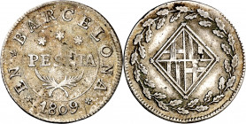 1809. Catalunya Napoleónica. Barcelona. 1 peseta. (AC. 32). Escasa. 5,58 g. MBC.