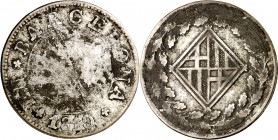 1810. Catalunya Napoleónica. Barcelona. 1 peseta. (AC. 34). Suciedades. Escasa. 5,15 g. BC-/BC.