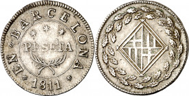 1811. Catalunya Napoleónica. Barcelona. 1 peseta. (AC. 35). Escasa así. 5,45 g. MBC+.
