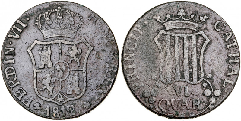 1812. Fernando VII. Catalunya (Mallorca). 6 cuartos. (AC. 18). 12,83 g. BC+.