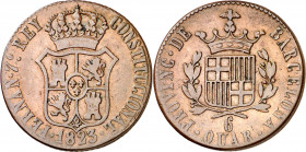 1823. Fernando VII. Barcelona. 6 cuartos. (AC. 21). 13,40 g. MBC-/MBC.