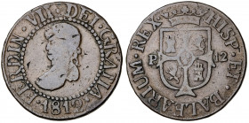 1812. Fernando VII. Mallorca. 12 diners. (AC. 24). Golpecitos. 6,63 g. BC+/MBC-.