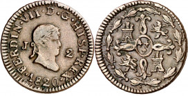 1820. Fernando VII. Jubia. 2 maravedís. (AC. 134). 2,79 g. MBC-/MBC.