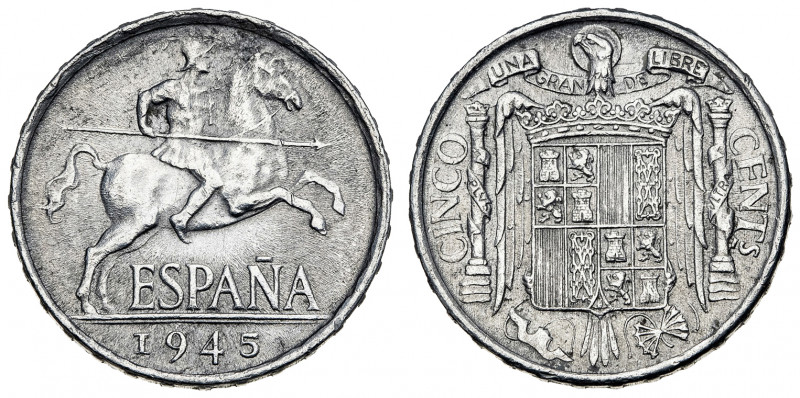 1945. Franco. 5 céntimos. (AC. 3). 1,16 g. EBC+.