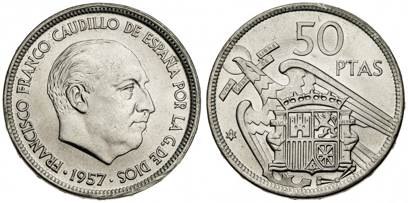 1957*71. Franco. 50 pesetas. (AC. 140). 12,35 g. S/C.