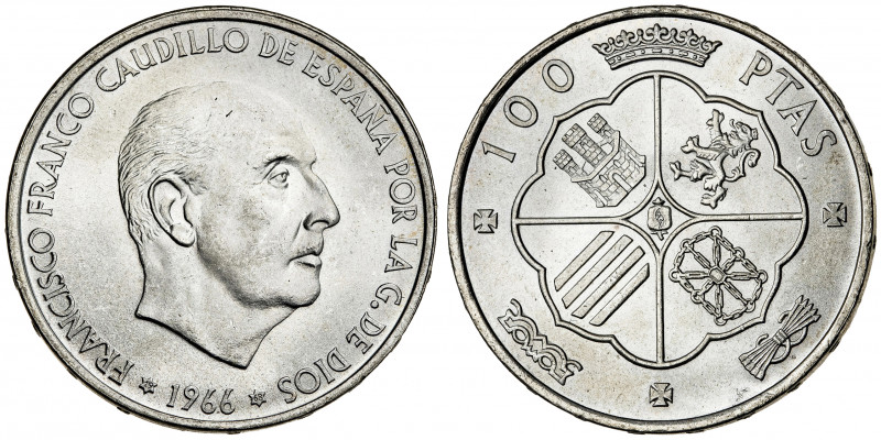 1966*1968. Franco. 100 pesetas. (AC. 147). 19,08 g. S/C-.