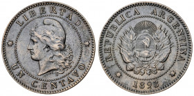 Argentina. 1893. 1 centavo. (Kr. 32). CU. 5,04 g. MBC.
