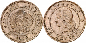 Argentina. 1895. 1 centavo. (Kr. 32). CU. 5,02 g. MBC+.