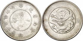 China. Yunnan. s/d (1911-1915). 50 centavos. (Kr. 257.1). Rayitas. AG. 13,63 g. MBC.