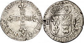 Francia. 1610. Luis XIII. Pau. 1/4 de écu de Béarn. (D. 1338). AG. 9,33 g. MBC+.
