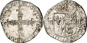 Francia. 1611. Luis XIII. Pau. 1/4 de écu de Béarn. (D. 1338). AG. 9,49 g. MBC+.