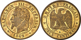 Francia. 1862. Napoleón III. París. 2 céntimos. (Kr. 796.4) (Gad. 104). CU. 2,14 g. S/C.