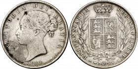 Gran Bretaña. 1880. Victoria. 1/2 corona. (Kr. 756). AG. 13,89 g. BC+/MBC-.