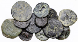 Lote de 11 bronces ibéricos y 2 ases de Claudio I. Total 13 monedas. A examinar. BC/MBC.