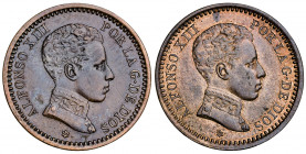 1905*05. Alfonso XIII. SMV. 2 céntimos. (AC. 11). Lote de 2 monedas. MBC+/EBC+.