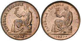 1937*-6. II República. 50 céntimos. (AC. 30). Lote de 2 monedas. EBC+/S/C-.
