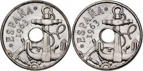 1963*1964 y 1965. Franco. 50 céntimos. .Lote de 2 monedas. EBC+/S/C-.