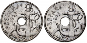 1963*1964 y 1965. Franco. 50 céntimos. Lote de 2 monedas. S/C-.