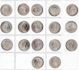 1957*59 a 75. Franco. 5 pesetas. Lote de 17 monedas distintas. Imprescindible examinar. MBC+/Proof.