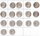 1957*59 a 75. Franco. 5 pesetas. Lote de 17 monedas distintas. Imprescindible examinar. EBC/S/C-.