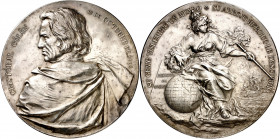1892. Cristobal Colón. IV Centenario del Descubrimiento. Metal blanco. 120,07 g. Ø70 mm. MBC+.