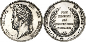Francia. 1835. Luis Felipe I. Academia de Doval. Premio a la educación. Leyenda en canto. Limpiada. Plata. 65,05 g. Ø51 mm. (EBC-).