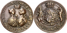 Gran Bretaña. 1761. Jorge III y Carlota. Escasa. Bronce. 8,86 g. Ø33 mm. MBC.