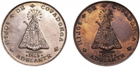 Cuba. 1869. A los hijos de Covadonga. Lote de 2 medallas en distintos metales. Ø54 mm. MBC+/EBC.