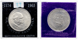 Gran Bretaña. 1965 y 1972. Isabel II. Lote de 2 medallas en plata conmemorativas encapsuladas, de Churchill y el 25 Aniversario de la Boda Real. MBC.
