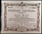 1870. La Tour de Peilz. 200 reales de vellón. (Ed. A206) (Ed. 197). 30 de mayo. Serie B. I emisión. Sello en sello. EBC.