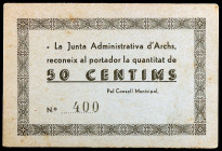 Arch. La Junta administrativa. 50 céntimos. (T. 238c). Cartón, nº 400. Raro. EBC.