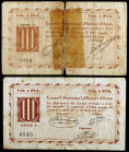 Esterri d'Aneu. 1 peseta. (T. 1116b y 1118b). 2 billetes, uno (nº 0068) roto y pegado en la época. Raros. BC-/BC+.