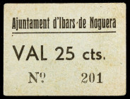 Ibars de Noguera. 25 céntimos. (T. 1442). Cartón nº 201. Muy raro. MBC+.