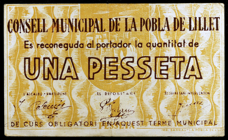 La Pobla de Claramunt. 1 peseta. (T. 2190). Escaso. MBC-.