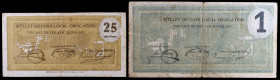 Puig-alt de Ter. 25 céntimos y 1 peseta. (T. 2330 y 2331a). 2 billetes, una serie completa. BC/BC+.