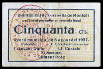 Torroella de Montgrí. 50 céntimos. (T. 2982a). Escaso. MBC-.