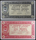 Sueca (Valencia). 25 céntimos y 1 peseta. (T. 1358 y 1359a) (KG. 715 y 715a). Escasos así. EBC+.